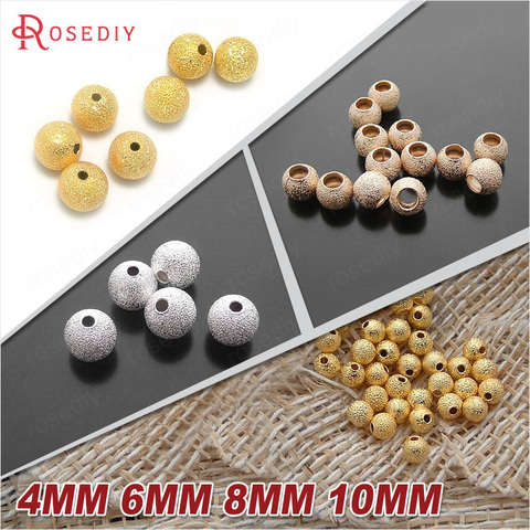 100PCS 4MM 6MM 8MM 10MM Silver Color and Gold Color Brass Metal Round Beads Matte beads Handmade Jewelry Findings Accessories ► Photo 1/6