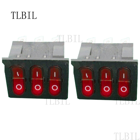 2Pcs/lot  KCD4  Triple 9-pin rocker switch  15A/250V ► Photo 1/1