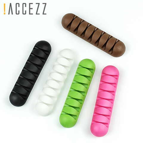 !ACCEZZ 7 Holes USB Cable Organizer Wire Winder Headphone Earphone Holder Mouse Cord Silicone Clip Phone Line Desktop Management ► Photo 1/6