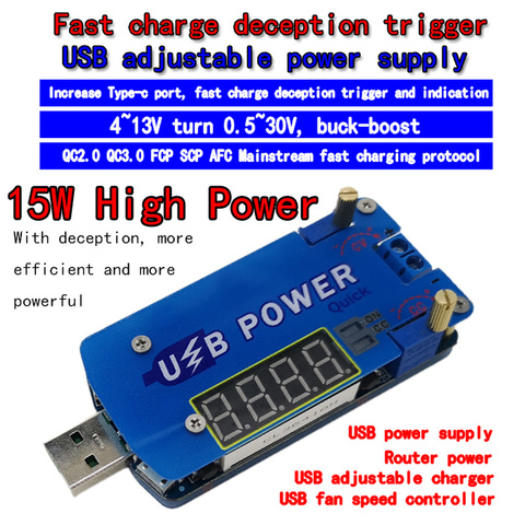 DP2F DC DC adjustable usb laboratory power supply DC 0.5-30V 15W voltage regulator QC2.0 QC3.0 AFC FCP Quick charge trigger ► Photo 1/1
