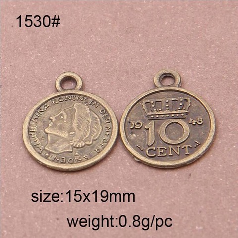 50PCS Antique Bronze Color Alloy Coin Charms Pendant Jewelry Making Handcrafts Suspension Key Chain ► Photo 1/4