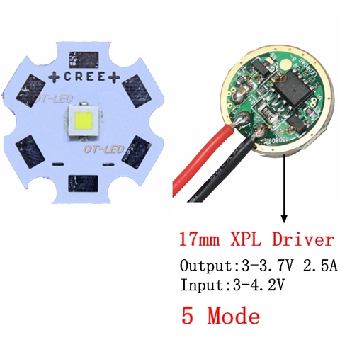 NEW CREE 10W XPL Hi XP-L Hi V5 V6 Led Emitter Light Cold WHITE Diode Chip +16mm 2.5A or 22mm 2.8A Driver ► Photo 1/1