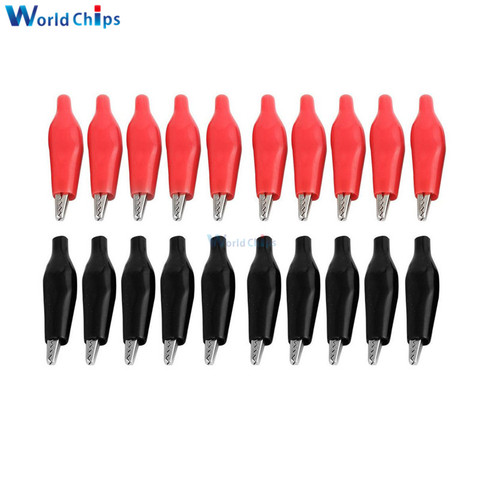 10Pair(=20pcs/lot) Black Red Soft Plastic Coated Testing Probe Aligator Clips Crocodile P2001 ► Photo 1/1