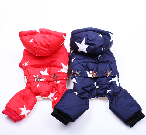 Dog Cat Coat Jacket Stars Design Pet Puppy Jumpsuit Hoodie Winter Warm Clothes Apperal 5 sizes ► Photo 1/6