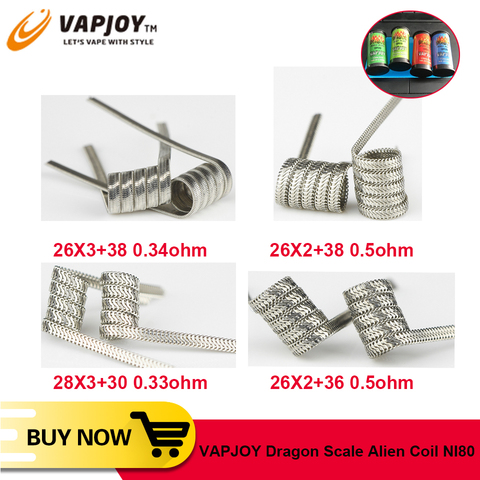 2pcs/pack Original VAPJOY Dragon Scale Alien Coil Ni80 Prebuilt Coils For RDA RTA Vape Tank Atomizer 26X2 26X3 28X3 Heating Wire ► Photo 1/1