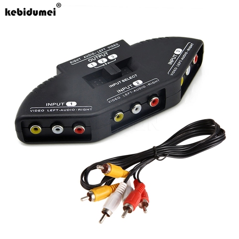 kebidumei High Quality 3 Ports Black Selector Video Game Switch Cable AV RCA for TV DVD ► Photo 1/6