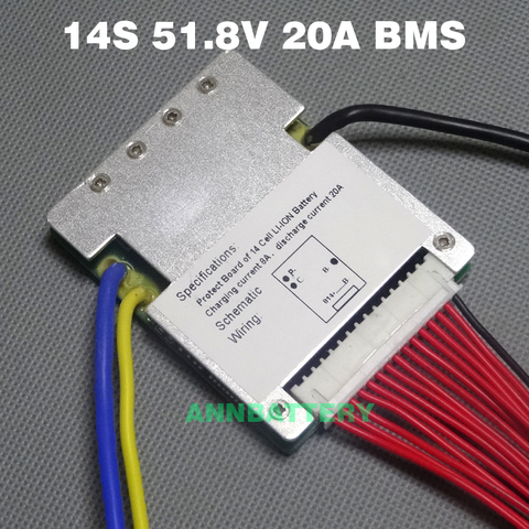 51.8V lithium ion battery protective circuit 14S 51.8V 20A BMS with the balance function Free balanced cable ► Photo 1/6