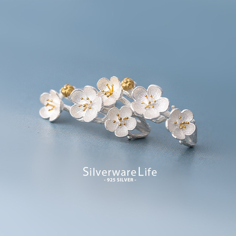 XIYANIKE 925 Sterling Silver Romantic Cherry Blossom Ear Hoops Trendy Elegant Stud Earrings Fine Jewelry For Women Gift ► Photo 1/5