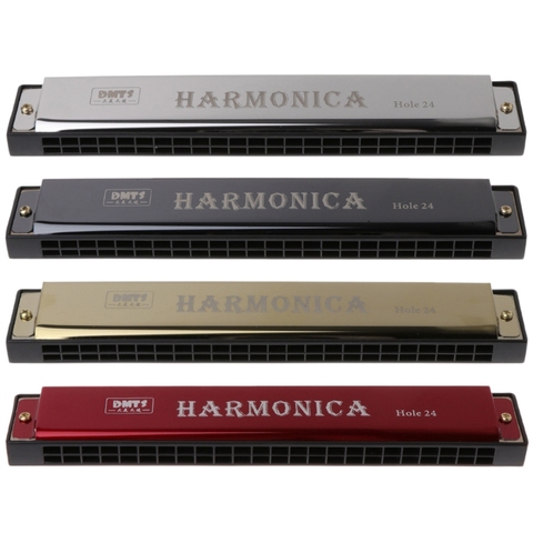 Professional 24 Hole Harmonica C Key Metal Harmonica Woodwind Instrument For Beginners 4 Color Dropshipping ► Photo 1/6