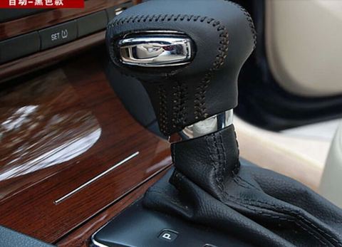 Car Hand-Sewing Gear Stick genuine Leather Sheath Cover for Skoda Octavia Superb Fabia Superb Automatic Transmission ► Photo 1/2