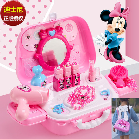 Disney backpack toy genuine cartoon Minnie mouse makeup dressing table makeup box girls makeup toy Christmas present ► Photo 1/6