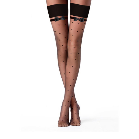 2022 New Women Sexy sheer Thigh High stocking over knee black Polka Dot Stockings Hosiery sexy Lingerie with bowknot ► Photo 1/5