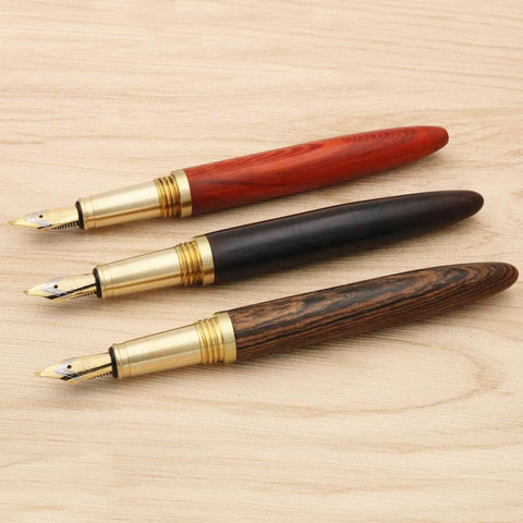NEW White Wooden With Half  Rubber OFFICE Golden Trim fountain pen ► Photo 1/6