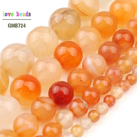 Smooth Orange Red Carnelian Round Beads For Jewelry Making 4 6 8 10 12  14mm Pick Size 15.5
