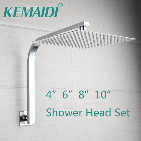 KEMAIDI Bathroom Shower Faucets Gooseneck Square Brass Wall Mount Shower Arm Ultrathin Bathroom Shower Head Set ► Photo 1/6