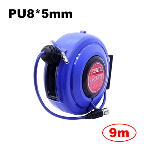 9M Automotive Air Hose Reel Pneumatic Hose PU Tube OD 8MM ID 5MM Automatic Retractable Reel Telescopic Drum Hose PU8*5 ► Photo 1/4