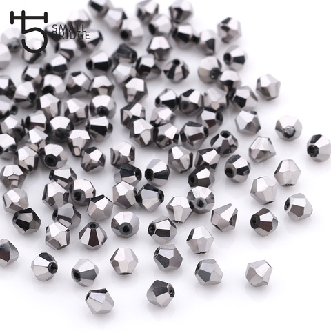3 4 mm Czech Silver colour Spacer Bicone Beads for Making Jewelry Accessories Diy Perles Loose Faceted Glass Crystal Beads Z210 ► Photo 1/6