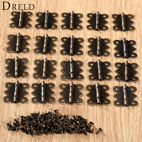 20Pc 25x20mm Antique Bronze Kitchen Cabinet Hinge Furniture Accessories Vintage Jewelry Wooden Box Hinges Fittings for Furniture ► Photo 1/6