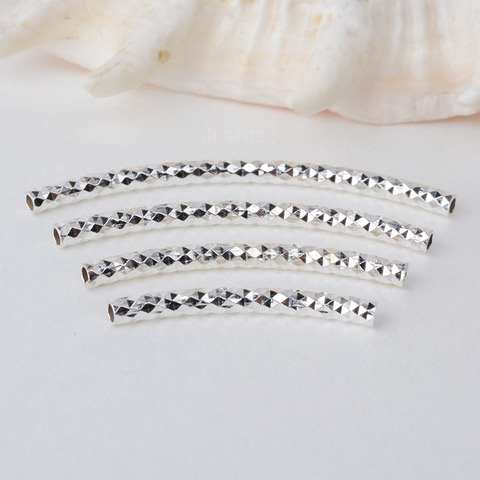 2mm solid 925 sterling silver curved Faceted tube spacer beads connector for necklace&pendant bracelet jewelry making ► Photo 1/6