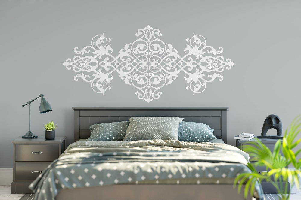 History Review On Vintage Headboard Wall Decal Baroque Style Design Mandala Flower Vinyl Stickers Master Bedroom Home Decor Wallpaper Mt42 Aliexpress Er Rownocean Alitools Io - Master Bedroom Wall Stickers