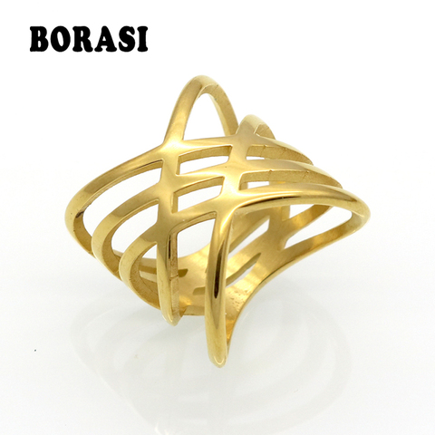 Mopera New Hot Sales Unique Shaped Woman Wedding Party Bands Classical Gold Color Cocktail Rings For Womens Fashion Jewellery ► Photo 1/5