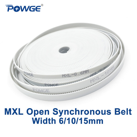 POWGE PU MXL Open Synchronous belt Width 6mm 10mm 15mm Pitch 2.032mm MXL timing belt polyurethane with steel PU MXL Belt pulley ► Photo 1/6