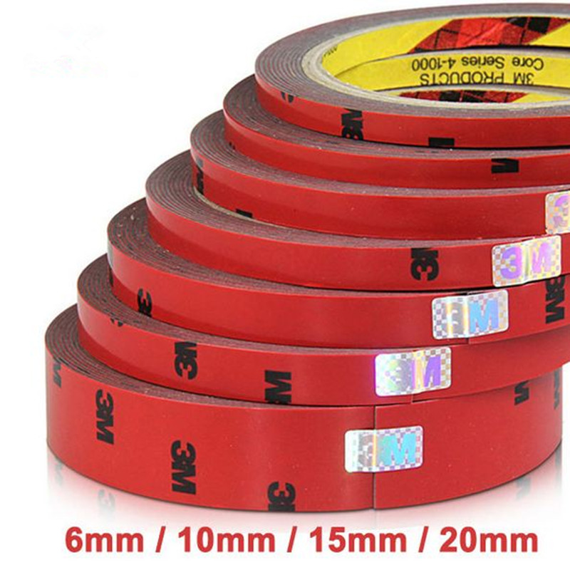 3M x 8,10,15,20 MM Vehicle Double Sided Sticker Car Adhesive Acrylic Foam Tape 