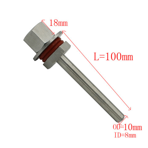 L50mm-L300mm  Length Stainless Steel 304 Thermowell Kit With 1/2'' DN15 Lock Nut Homebrew Thermometer Part ► Photo 1/4
