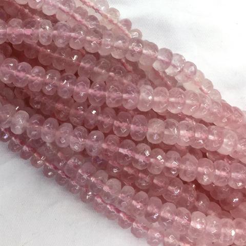 High Quality Mozambique Clear Pink Rose Quartz Crystal Loose Faceted Rondelle Necklace Bracelet Jewelry Beads 06038 ► Photo 1/6