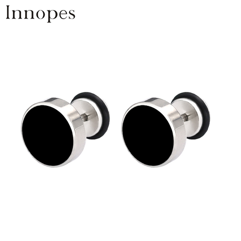 Innopes 2022 korean punk round cake earrings kpop  stud earrings for women for man black earrings titanium free shipping ► Photo 1/6