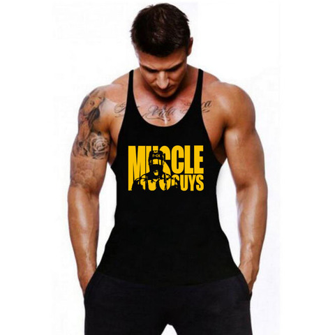 Muscleguys Cotton Gyms Tank Tops Men Sleeveless Tanktops For Boys Bodybuilding Clothing Undershirt Fitness Stringer Vest ► Photo 1/6