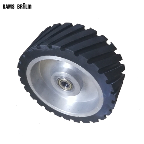200*75mm Serrated Rubber Contact Wheel Dynamically Balanced Belt Sander Backstand Idler ► Photo 1/4