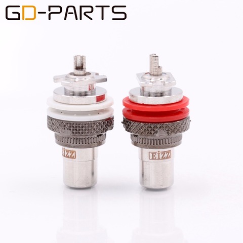 EIZZ Rhodium Plated Tellurium Copper Female RCA Jack Socket RCA Connector PTFE Insulator For HIFI AMP CD DVD Audio Video AV TV ► Photo 1/6