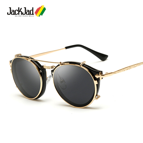 JackJad 2022 Fashion Style SteamPunk Clamshell Removable Sunglasses Vintage Retro Brand Design Sun Glasses Oculos De Sol Gafas ► Photo 1/6