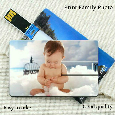 DIY Creative USB 2.0 Flash Credit Card 16GB 32GB USB Flash Drive Pen Drive 4GB 8GB Print Your Photo or Custom Company Logo Gift ► Photo 1/6