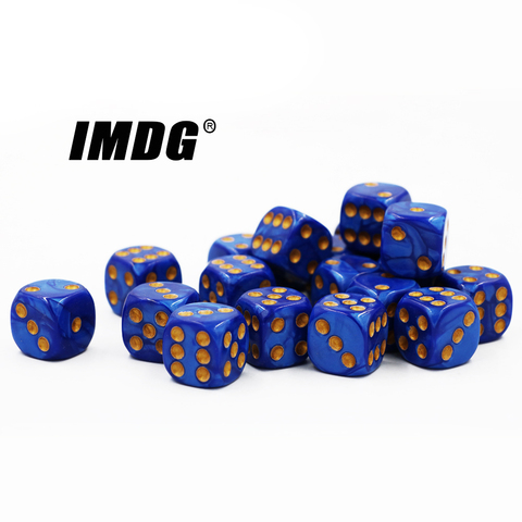 24Pcs/pack High Quality Boutique 16mm Acrylic Rounded Corners D6 Dice Marble Pattern Gold Dot Dice ► Photo 1/3
