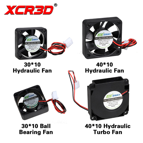 XCR3D 3D Printer Parts Cooling Fan Hydraulic Turbo Ultra-Quiet Ball Bearing Fan 30*30/40*40*10mm 12V/24V DC XH2.54 Wire 1 ► Photo 1/6