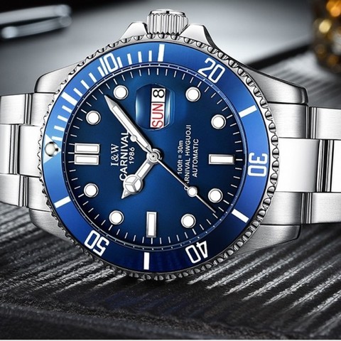 Professional Sport watch Water Ghost Series Classic Blue Dial CARNIVAL High end Automatic Watch Men Calendar Sapphire Luminous ► Photo 1/1