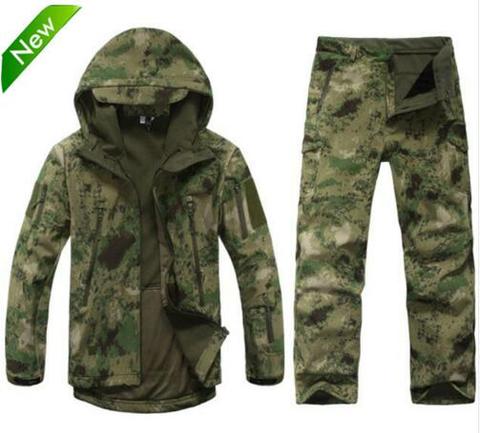 TAD Tactical Gear Soft Shell Camouflage Outdoors Jacket Set Men Army Casual Waterproof Hunter Warm Clothes Military Hike Jacket ► Photo 1/6