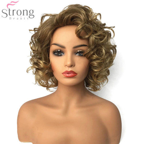 StrongBeauty Women Synthetic Wig Natural Mid length Curly Hair Blonde Wigs ► Photo 1/3