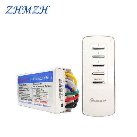 CHIHUI AC 220V--240V 4 Way 5 Sections ON/OFF Smart Digital Wireless Remote Control Switch Receiver Transmitter for Lamps 3 Ways ► Photo 1/6