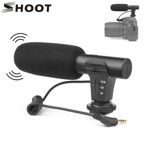 SHOOT Stereo Camcorder Microphone DSLR Camera Microfone For Nikon Canon Sony Samsung DSLR Camera For Xiaomi 8 iphone X ► Photo 1/6