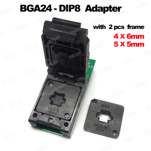 BGA24 to DIP8 Adapters for RT809H RT809F TL866CS TL866A EZP2010 EZP2013 Programmer +2pcs Chip Frame IC Size 6*4mm + 5*5mm Matrix ► Photo 1/1