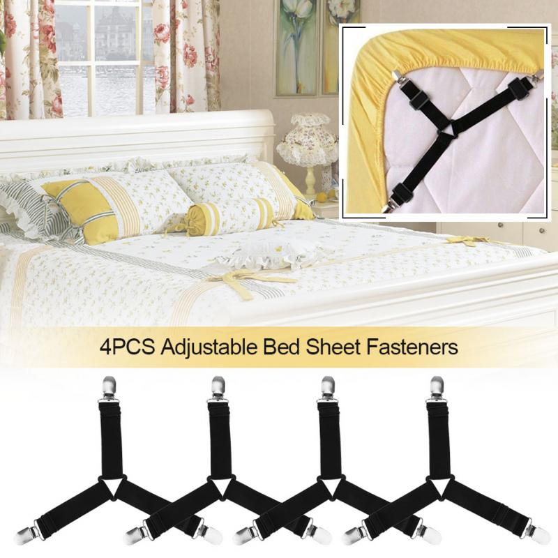 1 Set Adjustable Bed Sheet Clips Bed Sheet Straps Gripper Metal Holder Fastener 