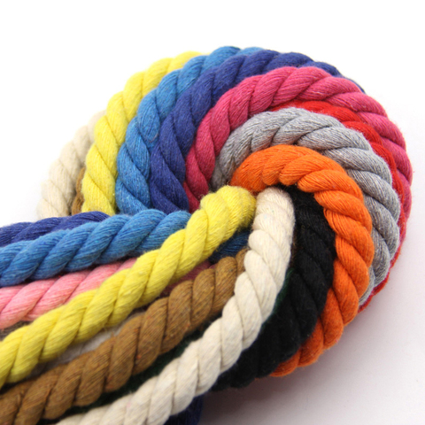 100% Cotton 10Meters 3 Shares Twisted Cotton Cords 10mm DIY Craft Decoration Rope Cotton Cord for Bag Drawstring Belt 20 Colors ► Photo 1/6