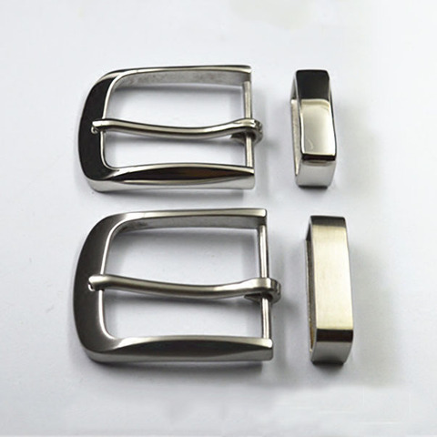 40mm Men's solid Stainless Steel Pin Belt Buckle + Belt loop Belts Clip DIY leather Craft accessories for belt width 38-39mm ► Photo 1/6