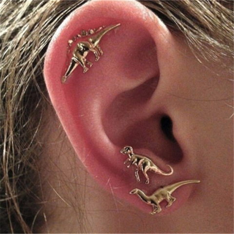3 Pairs/Set stud earrings animal dinosaur metal stud wedding  jewelry earring ~*