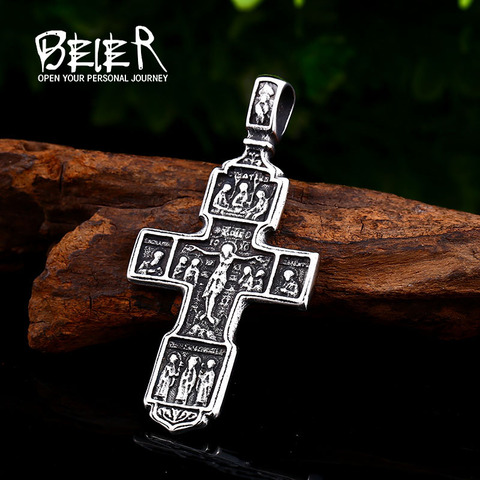BEIER Christ Jesus Pendant Necklace 316L Stainless Steel Cross Chain Heavy Men Jewelry Gift Religious Christian Jewelry BP8-177 ► Photo 1/5