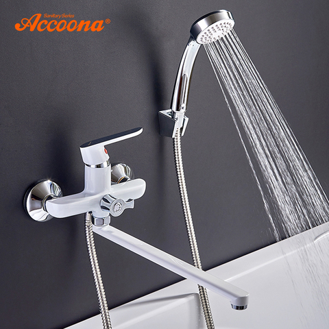 Accoona Bathroom Bathtub Faucet Shower set Outlet Pipe Cold and Hot Bath Faucets Surface Lacquered Faucets Head A7166 ► Photo 1/6