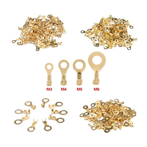 100Pcs 3.2-6.2mm Non-insulated Ring Cable Lugs Terminals Assorted Naked Connector Wire Cable Connectors Brass Terminals Kit ► Photo 1/6